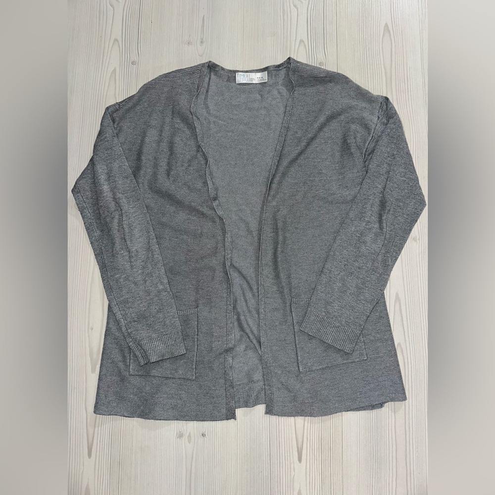 Time and Tru Gray Open Front Cardigan